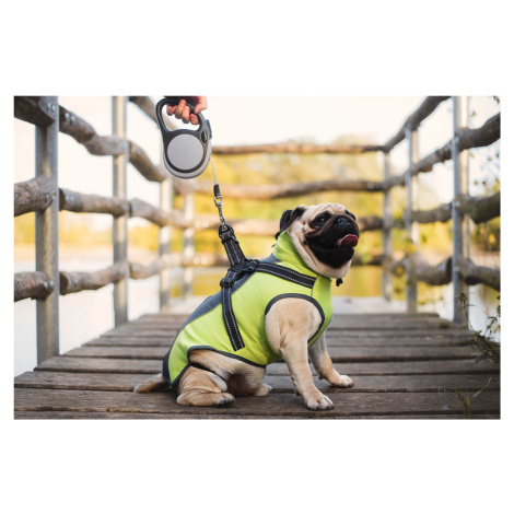 Vsepropejska Softshellová bunda pro psa s postrojem Barva: Šedo-zelená, Délka zad (cm): 55, Obvo