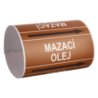 Páska na značení potrubí Signus M25 - MAZACÍ OLEJ Samolepka 80 x 62 mm, délka 1,5 m, Kód: 26082