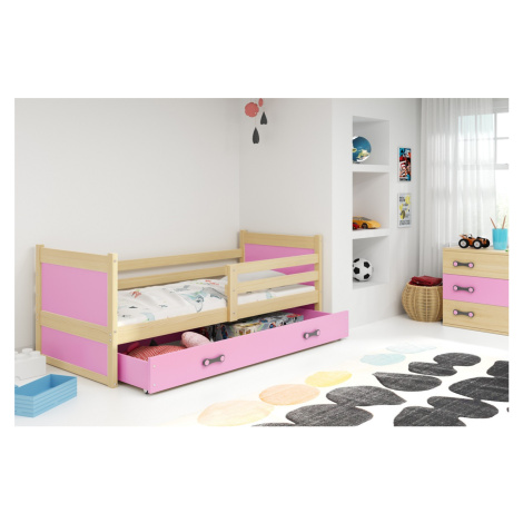 BMS Dětská postel RICO 1 | borovice 90 x 200 cm Barva: Růžová