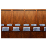 Fotografie Empty chairs in jury box, Mint Images, 40 × 26.7 cm