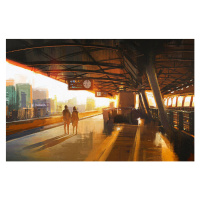 Ilustrace couple waiting a train on the station, Grandfailure, 40 × 26.7 cm