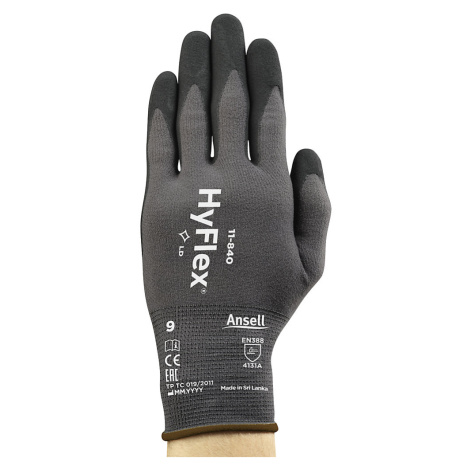 Ansell Pracovní rukavice HyFlex® 11-840, černá, bal.j. 12 párů, velikost 8