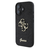 Zadní kryt Guess PU Fixed Glitter 4G Metal Logo pro Apple iPhone 16 Plus, černá