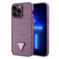 Guess Rhinestones Triangle Metal Logo Kryt pro iPhone 15 Pro Max Purple