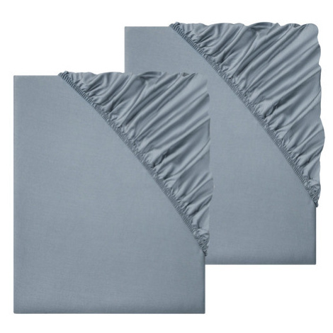 Sada saténových napínacích prostěradel, 90-100 x 200 cm, 2dílná, modrá Livarno
