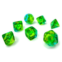 Sada kostek Chessex Gemini Translucent Green-Teal/Yellow Polyhedral 7-Die Set