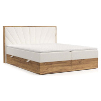 Boxspring postel s úložným prostorem v krémovo-přírodní barvě 200x200 cm Asahi – Maison de Rêve