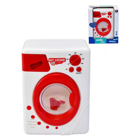 MAC TOYS Pračka dětská automatická červeno-bílá na baterie plast Světlo Chemoplast