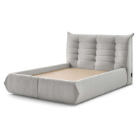 Světle šedá čalouněná dvoulůžková postel s úložným prostorem s roštem 180x200 cm Clothilde – Bob