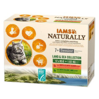 IAMS Naturally pro kočičí seniory s jehněčím a lososovým masem v omáčce 12 × 85 g