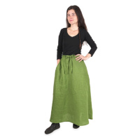 Lněná dámská dlouhá sukně - zelená, velikost S