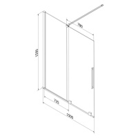 MEXEN/S Velar dvoukřídlá posuvná vanová zástěna 150 x 150 cm, dekor, bílá 896-150-000-31-20