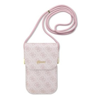 Guess PU 4G Metal Logo Script Phone Bag Pink