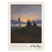 Obrazová reprodukce Moonrise over the Ocean (Vintage Fantasy Seascape) - Casper David Friedrich,