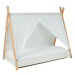 ArtGapp Dětská postel TIPI se stříškou Barva: Bílá / šedo - růžové hvězdičky