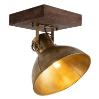 Industriální stropní bodový bronz se dřevem 30 cm - Mango