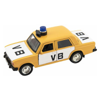 Policejní auto VB kov-plast 11,5cm na zpětné natažení na baterie se zvukem v krabičce 15x7x7cm