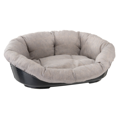 Ferplast Siesta Deluxe koš černý s béžovým polštářem Sofà Tweed - velikost 6: D 70,5 x Š 52 x V 