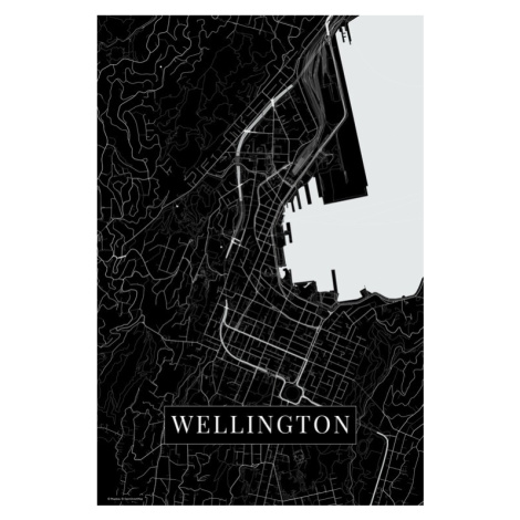 Mapa Wellington black, (26.7 x 40 cm)