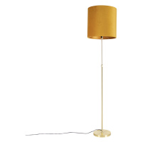Stojací lampa zlatá / mosaz se sametovým odstínem žlutá 40/40 cm - Parte