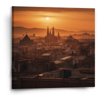 Sablio Obraz Barcelona Night Skyline - 50x50 cm