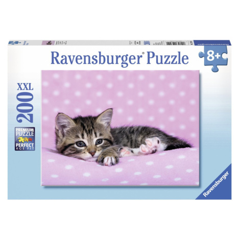 Ravensburger 12824 roztomilé koťátko na růžové dece 200 dílků