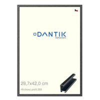 DANTIK rámeček 29,7 × 42, ALU profil 7269 Šedý Oplal broušený plexi čiré