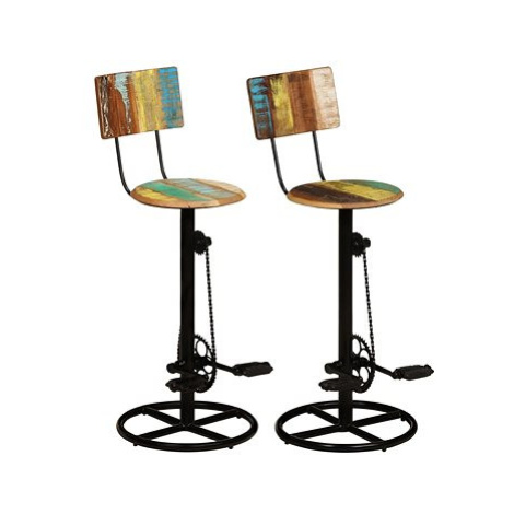 Barové stoličky 2 ks masivní recyklované dřevo, 338219 SHUMEE