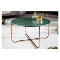 Estila Art-deco kruhový konferenční stolek Noble zelené barvy z mramoru 62cm