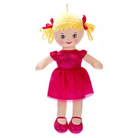 Panenka Viktorka baby soft textilní 32cm tmavě růžová na baterie CZ Světlo Zvuk