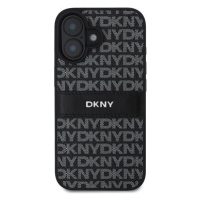 DKNY PU Leather Repeat Pattern Tonal Stripe Zadní Kryt pro iPhone 16 Plus Black