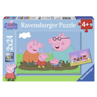 Ravensburger puzzle 090822 Prasátko Peppa Šťastná rodina 2x24 dílků