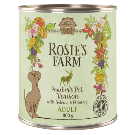 Rosie's Farm Adult, 24 x 800 g - 20 + 4 zdarma! - zvěřina & bažant s lososem