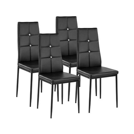 4× Jídelní židle, ozdobné kamínky, černá tectake