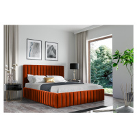 Eka Čalouněná postel INTIMA 140x200 cm Barva látky Trinity: (2317) Oranžová, Úložný prostor: S d