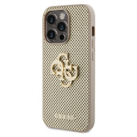 Zadní kryt Guess PU Perforated 4G Glitter Metal Logo pro Apple iPhone 14 Pro, zlatá