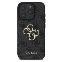 Zadní kryt Guess PU 4G Metal Logo pro Apple iPhone 16 Pro, šedá