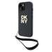 DKNY PU Leather Stack Logo Wrist Strap kryt iPhone 13 černý