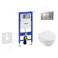 GEBERIT Duofix Modul pro závěsné WC s tlačítkem Sigma30, matný chrom/chrom + Villeroy Boch WC a 