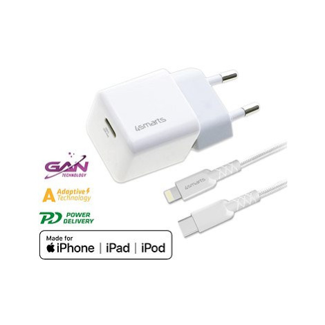 4smarts Wall Charger VoltPlug Mini PD 30W with GaN and USB-C to Lightning Cable 1.5m white *MFi 