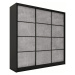 Šatní skříň HARAZIA 180 bez zrcadla, se 4 šuplíky a 2 šatními tyčemi, černý mat/beton