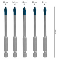 Sada vrtáků na dlažby Bosch EXPERT HEX-9 HardCeramic Dostupné varianty: 5dílná sada vrtáků na dl