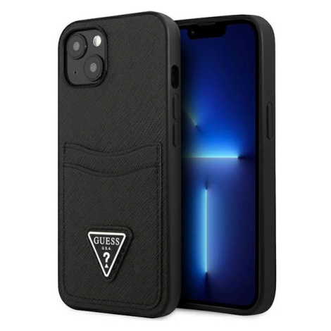 Kryt Guess GUHCP13SPSATPK iPhone 13 mini 5,4" black hardcase SaffianoTriangle Logo Cardslot (GUH