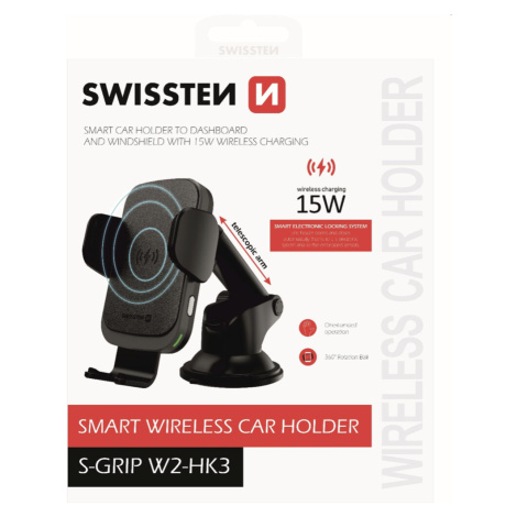 SWISSTEN S-GRIP W2-HK3 Držák do auta s bezdrátovým dobíjením 15W černý