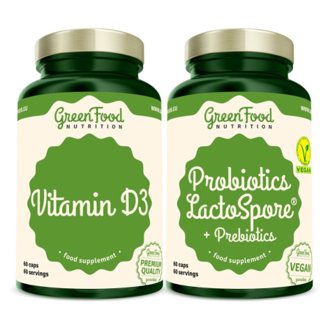 GreenFood Nutrition Probiotics Lactospore + Prebiotics + Vitamin D3 60+60 kapslí