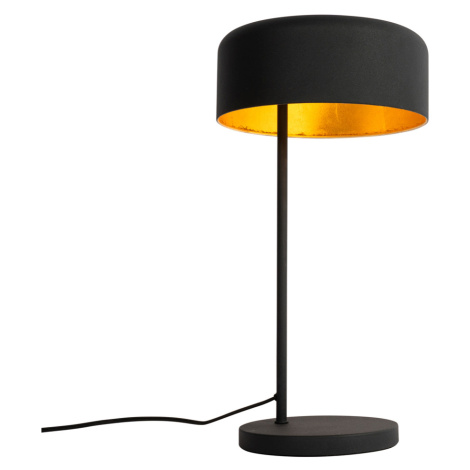 Retro stolní lampa černá se zlatým vnitřkem - Jinte QAZQA