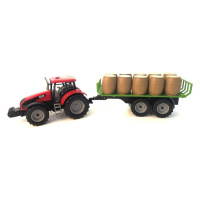 Alltoys Traktor na setrvačník s valníkem a s sudy červený