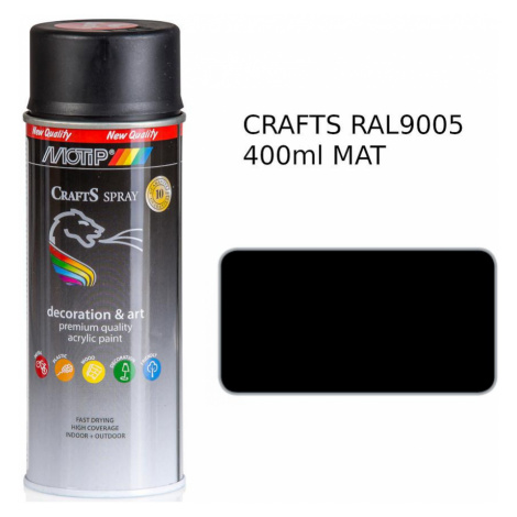 Sprej Crafts černá mat RAL9005 400ml Motip