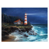 Ilustrace Lighthouse at night, borojoint, 40 × 30 cm