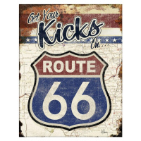 Plechová cedule Route 66 - Get Your Kicks On, 31,5 x 40 cm